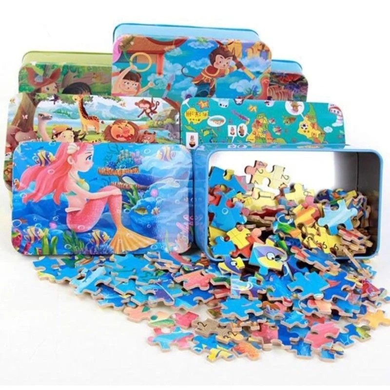 200PC Tin puzzle - Mickey Mouse Jigsaw Puzzles, 200 Pieces Puzzles For Kids Ages 4-8,Packed In Tin Box, Learning Educational Puzzles For Children Girls And