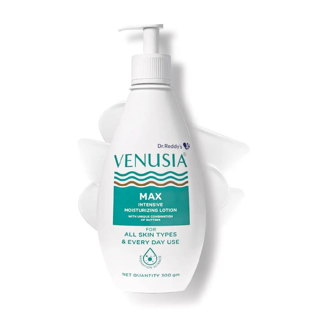 VENUSIA Max Moisturiser Lotion For Everyday Use for Dry Skin, Contains Shea Butter, Mango Butter, Aloe Butter & Cocoa Butter. Paraben Free & Non irritant formula, Dermat Recommended,300 g