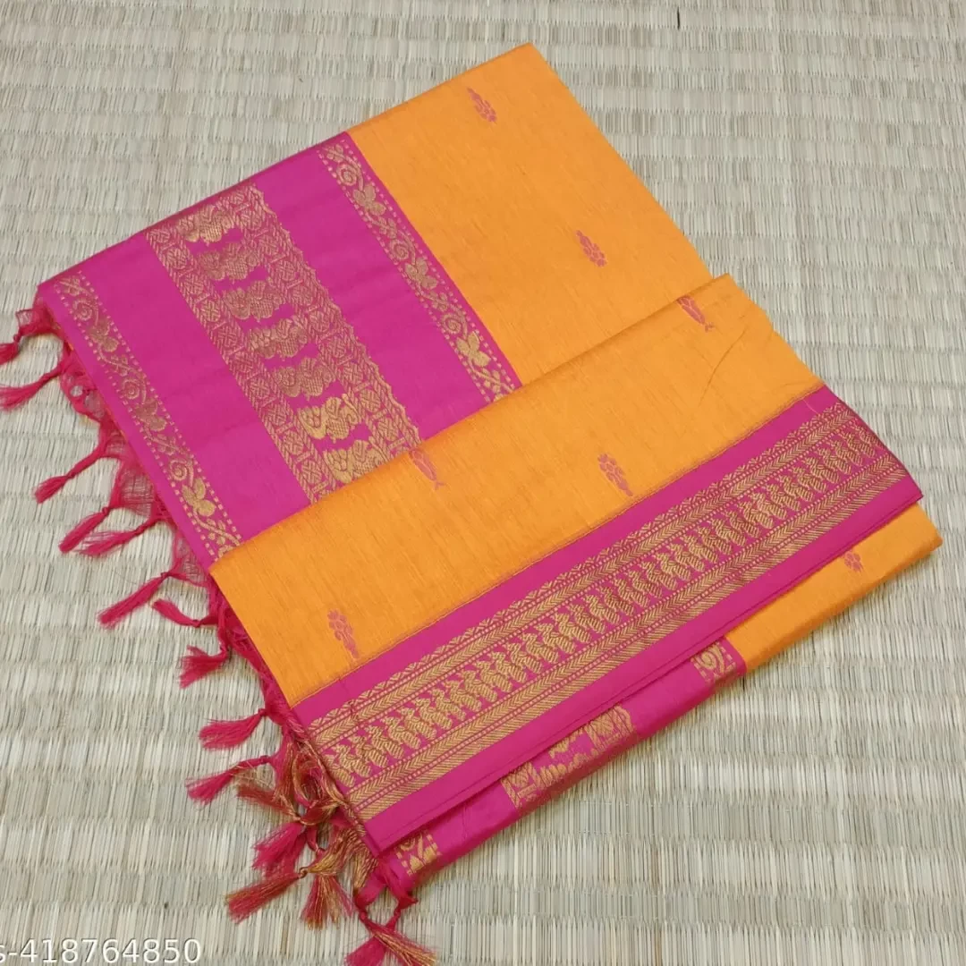 Exquisite Kalyani Cotton Saree with Silk Embellishments