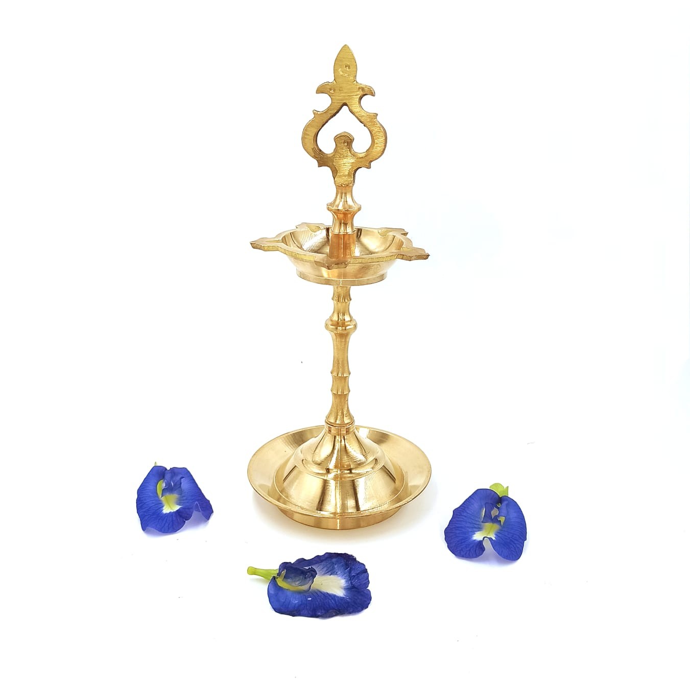 Brass Diyas/Kuthuvilakku/Oil Lamp/Ariyakudi Vilakku (Small Diyas, Height - 14 cm/5.5 Inch, 100% Brass)