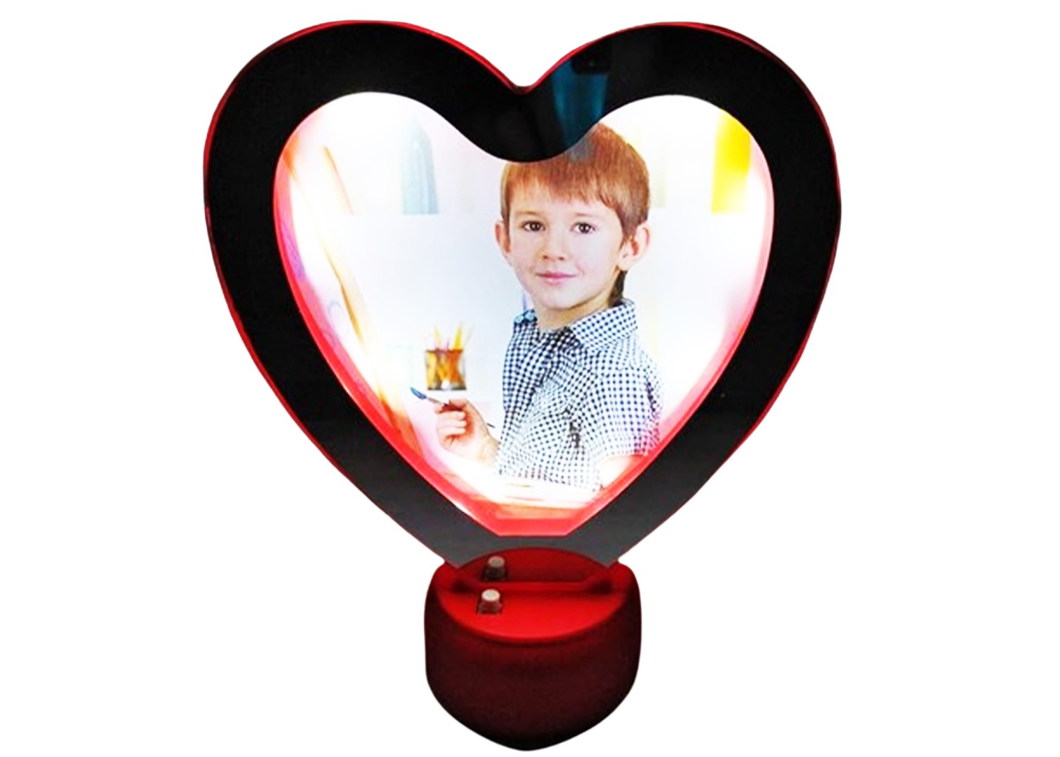 Heart Shape Magic Mirror Photo Frame with Light Photos Gift Frames for Valentine’s Day Gifts, Anniversary, Birthday and Home Decor