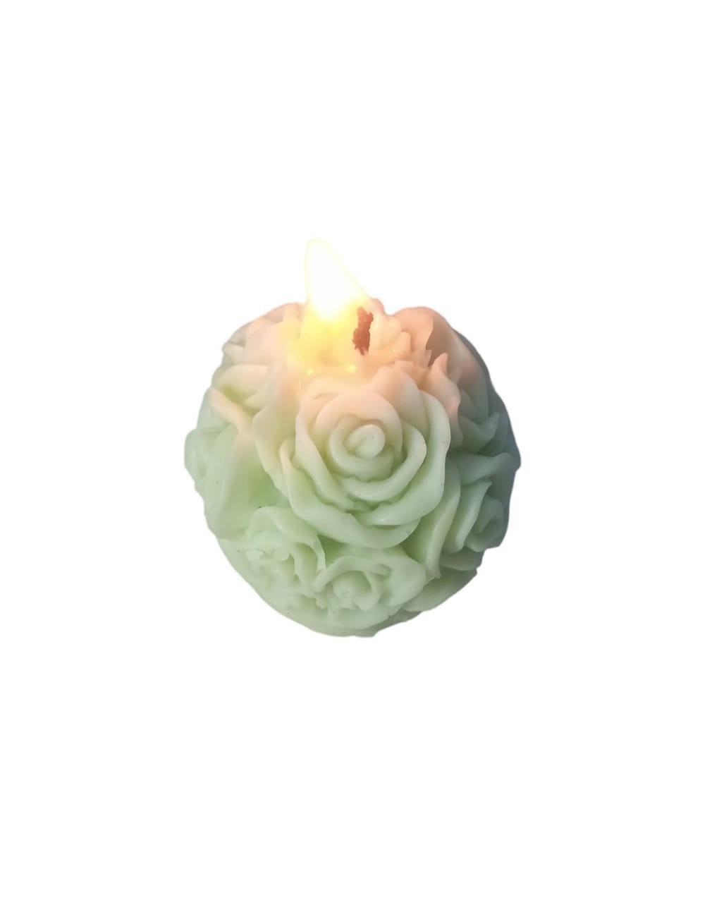 BALL ROSE FLOWER CANDLE | Emerald Rose Ball Candle - 33g Nature's Tranquility