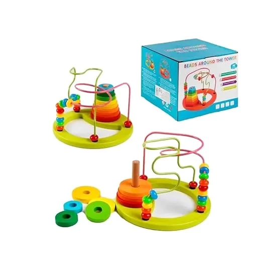 Beads Maze with Stacker - Moving The Beads from one Ends to Other end enhances Concentration for Kids and Toddlers