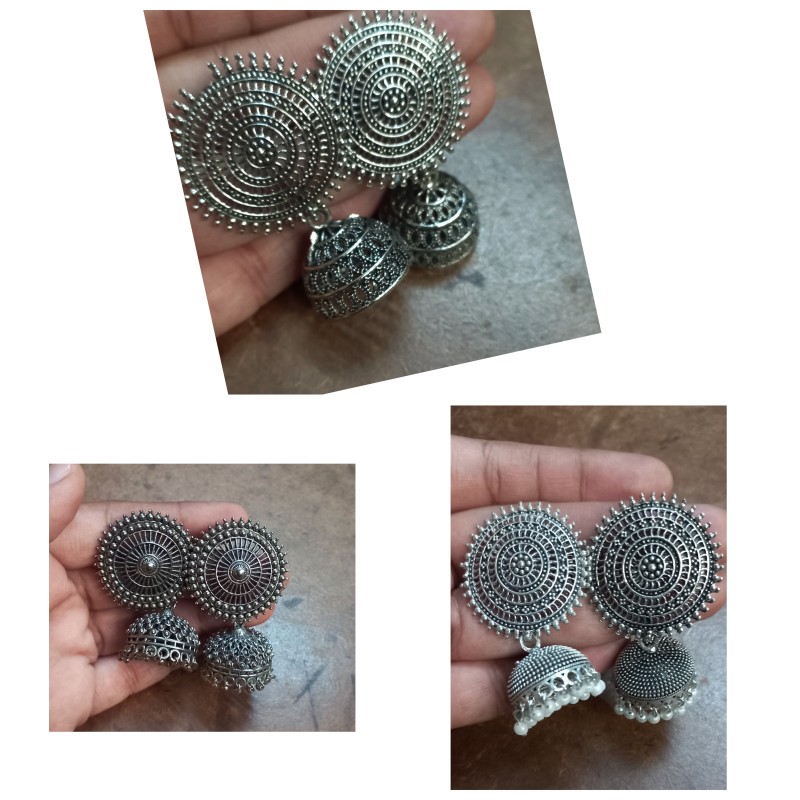German silver combo of three earrings