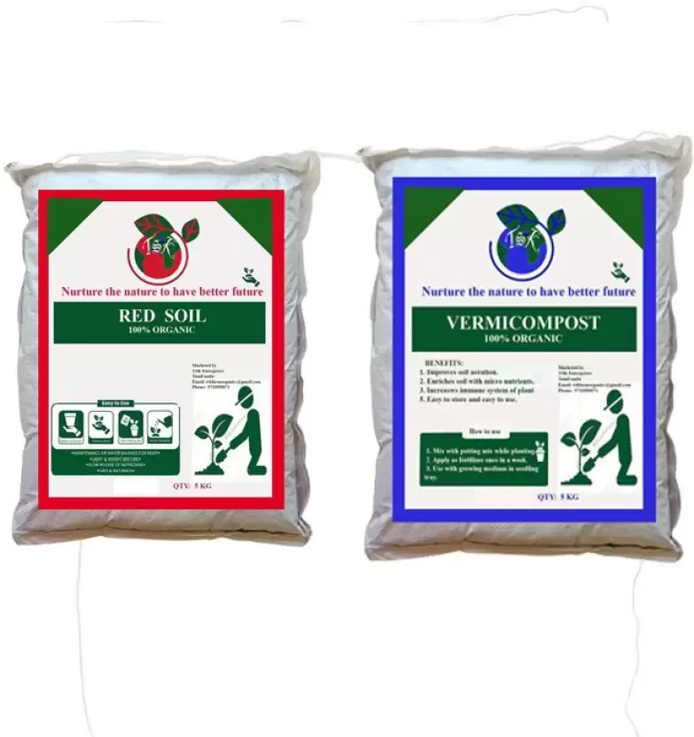 TSK Power Pot Mix: 5kg Red Soil and 5kg Vermicompost | Boost Plant Growth with TSK's 10kg Miracle Mix