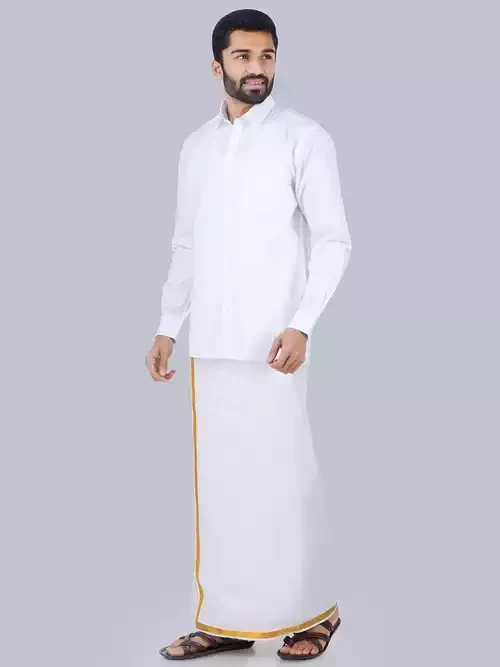 Famuzz men festive dhoti and shirt combo