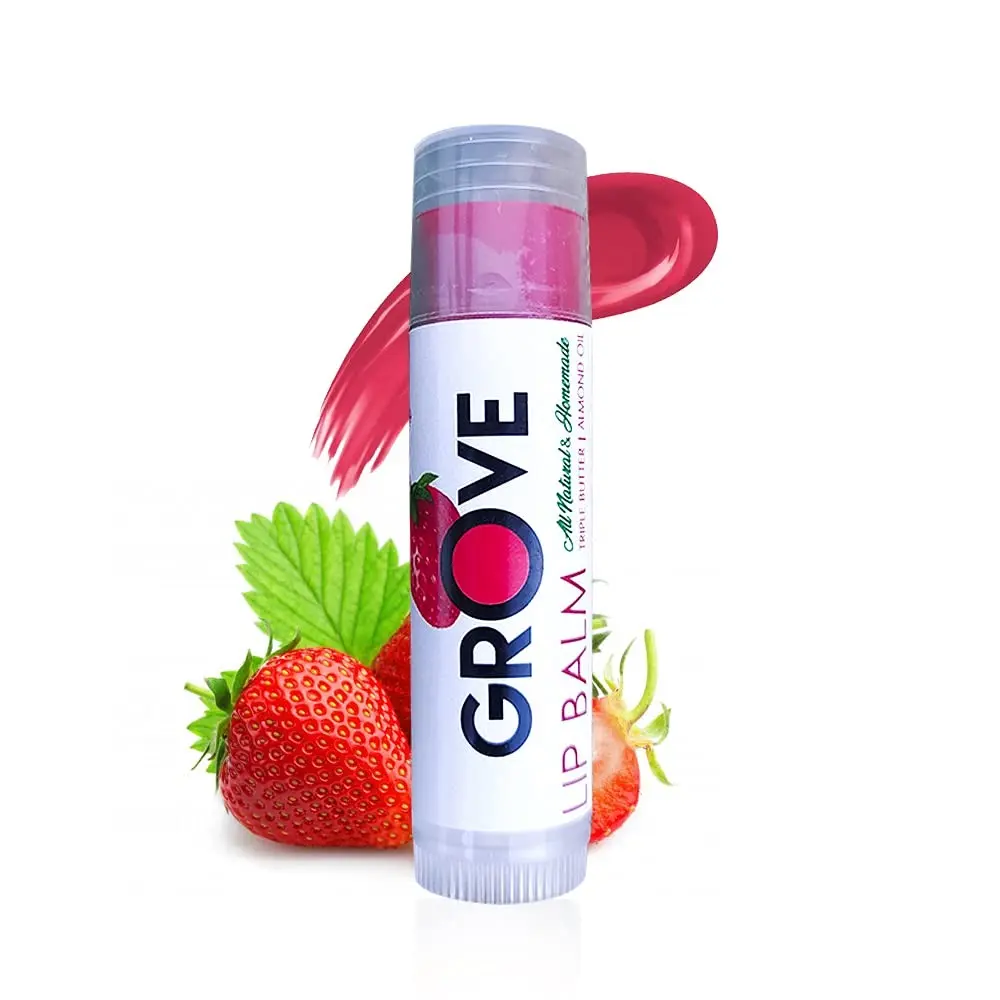 Grove Strawberry Lip Balm | Triple butter | Tinted Lip butter (Rose red)