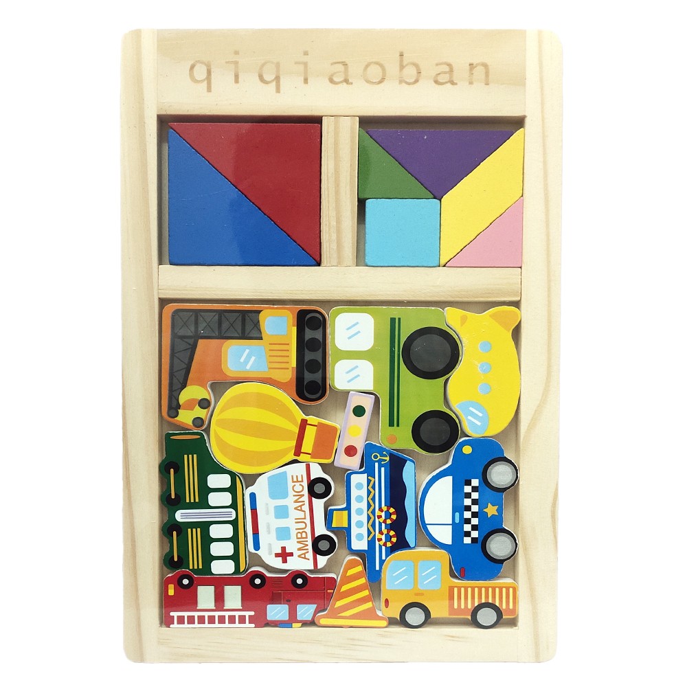 Wooden 3D Qi qiaoban Tangram Mind Puzzle & Building Blocks set for Kids