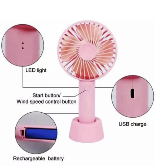 Mini Fan Portable Hand Fan, Battery Fan Usb Rechargeable 2200 Mah Battery Small Size,light weight, Easy to cary, With Stand For Home Office Indoor and Outdoor Travel