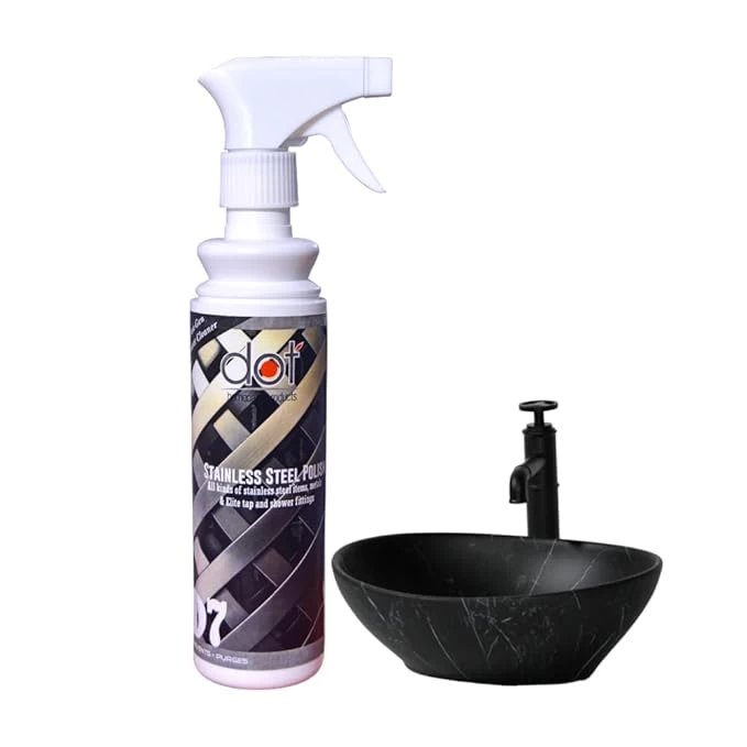 DOT Stainless Steel Polish 300ml | Protect from Rusts | SS Shiner | Removes Hard Water Stains | Enamel & Eco Friendly Matte Black Fixture cleaner