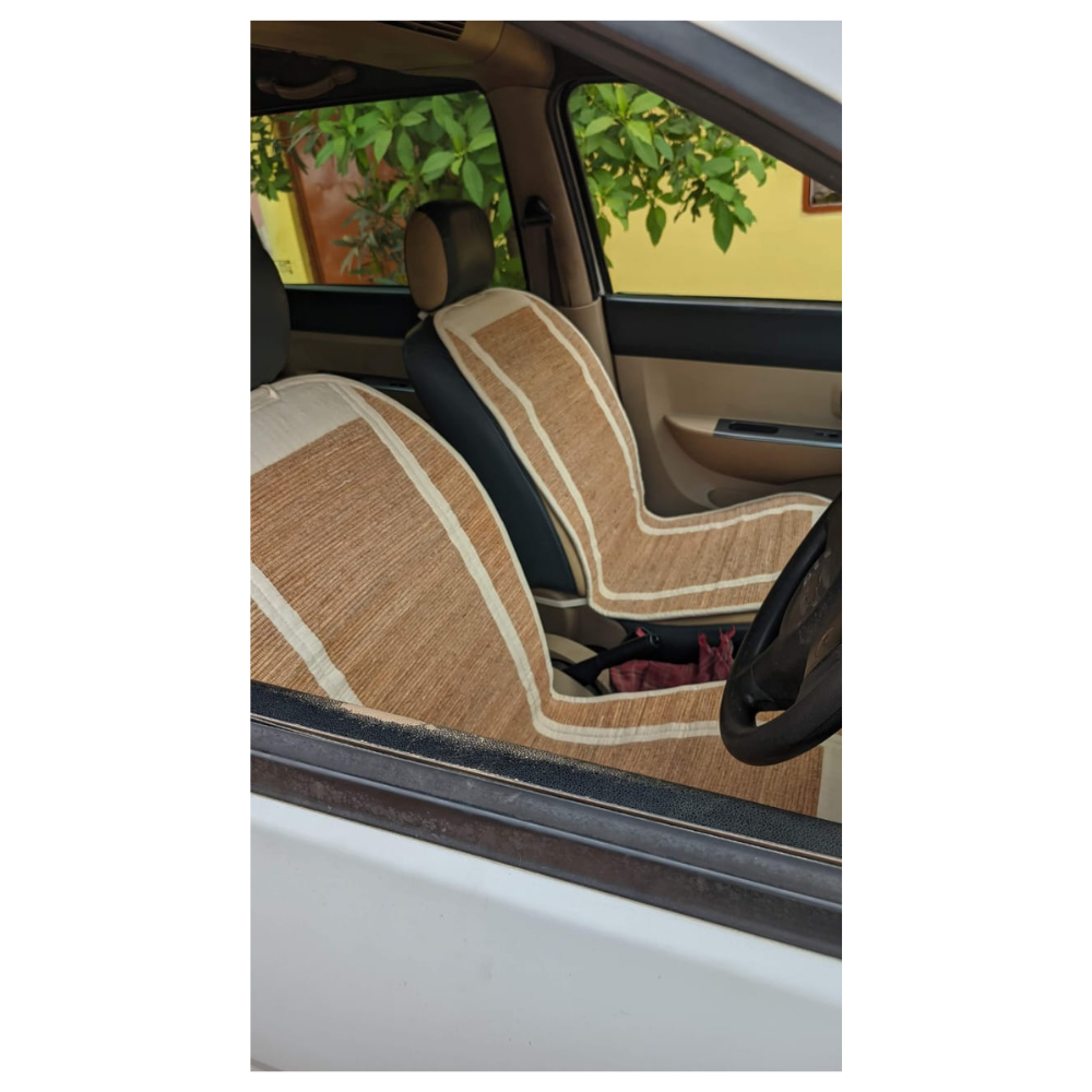 Natural Fibre Vetiver Car seat cover with Handloom made | Eco Friendly | 45L x 20W inch | Women and Men