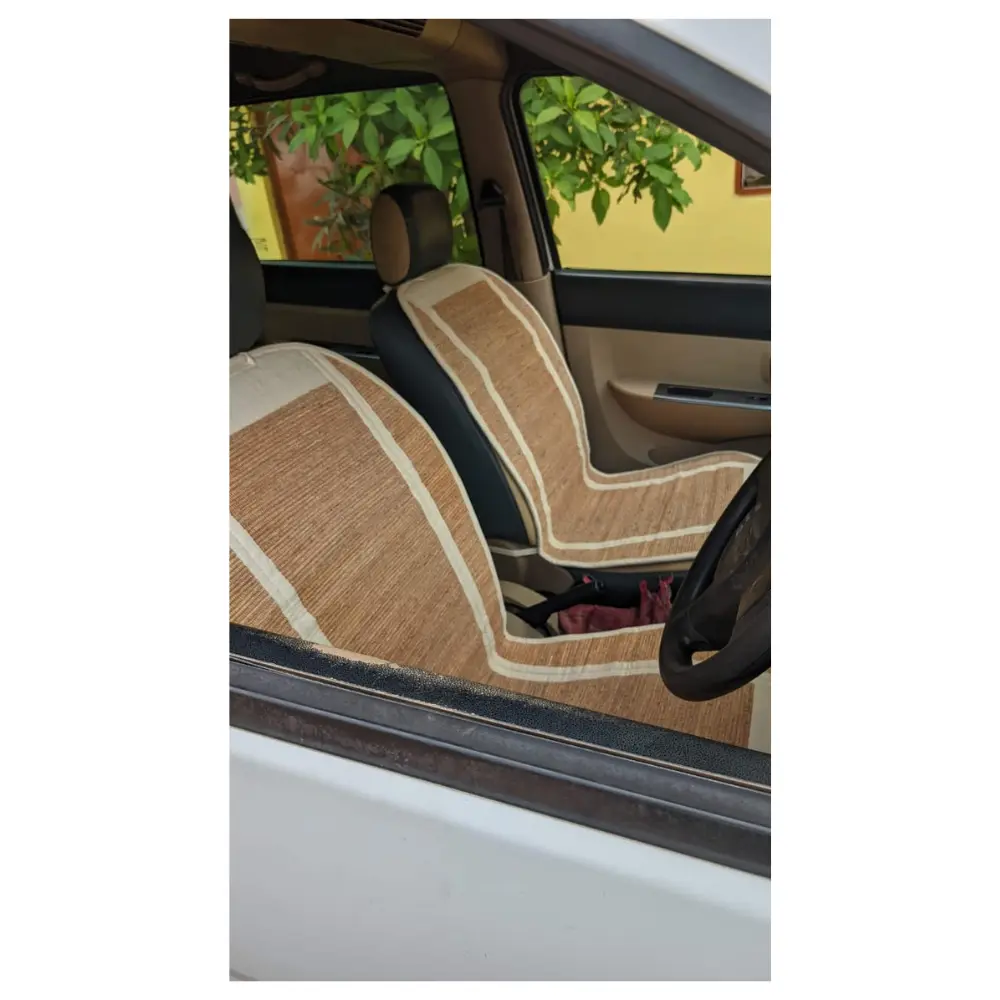 Natural Fibre Vetiver Car seat cover with Handloom made | Eco Friendly | 45L x 20W inch | Women and Men