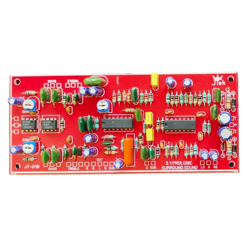 5.1 Amplifier Prologic Decoder Audio Board|Deep Bass And Treble ORIGINAL IC Used,inbuilt Gainer|input 2 Channel stereo, audio output 5.1 Surround Sound, DC 15V to 40V