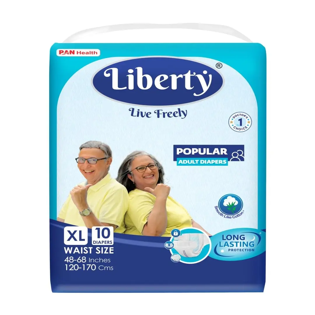 Liberty Adult Diaper Extra Large (10 count) | Waist size (120-170 Cms | 48-68 Inch)