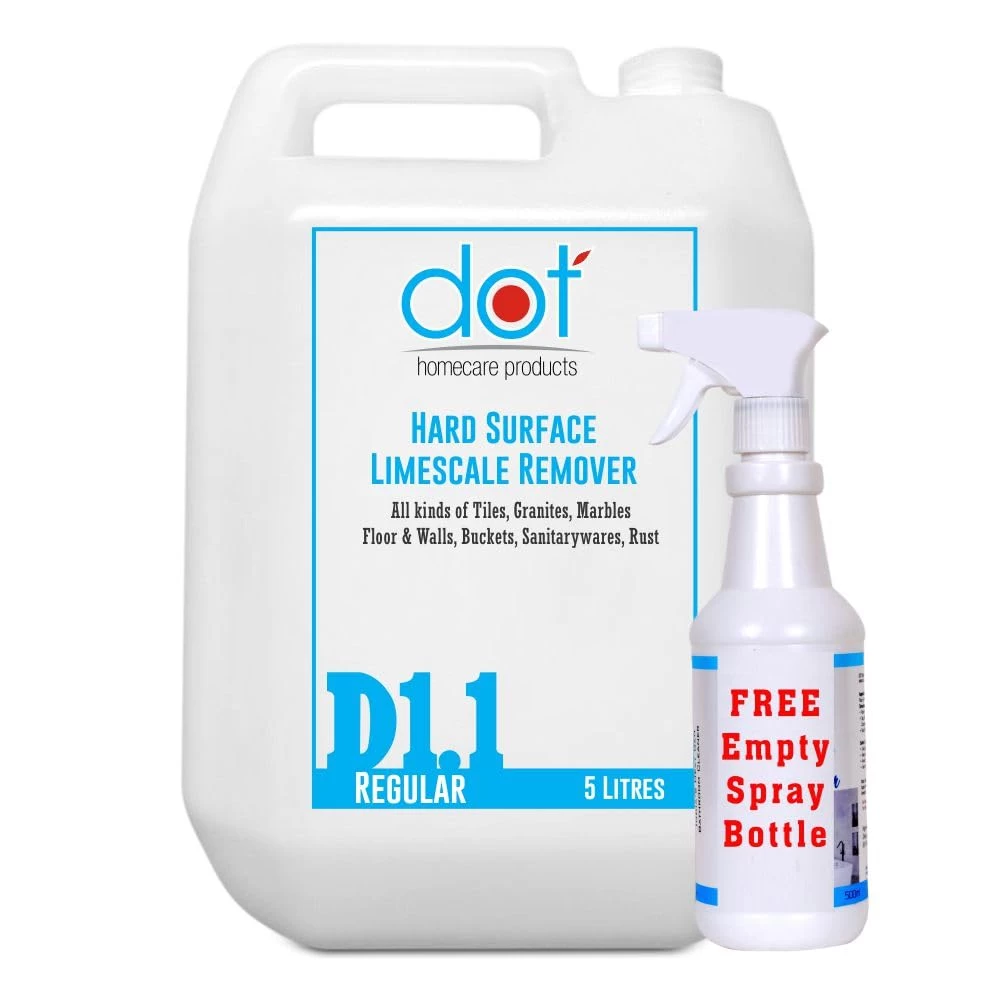 DOT Bathroom Cleaner 5 Litres - Lime Scale Hard Water Stain Remover, Spray and Scrub Cleaner for Bathroom, Taps, Faucet, Basins, Showers & Floor, Wall Tiles Cleaner- ZERO FUMES & SMELL