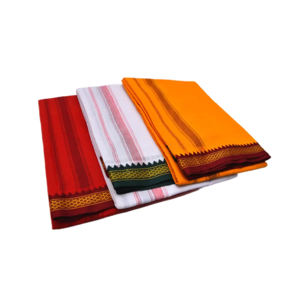 Men's Kaavi Temple Wear Dhotis Cotton/Free Size/pack of 3