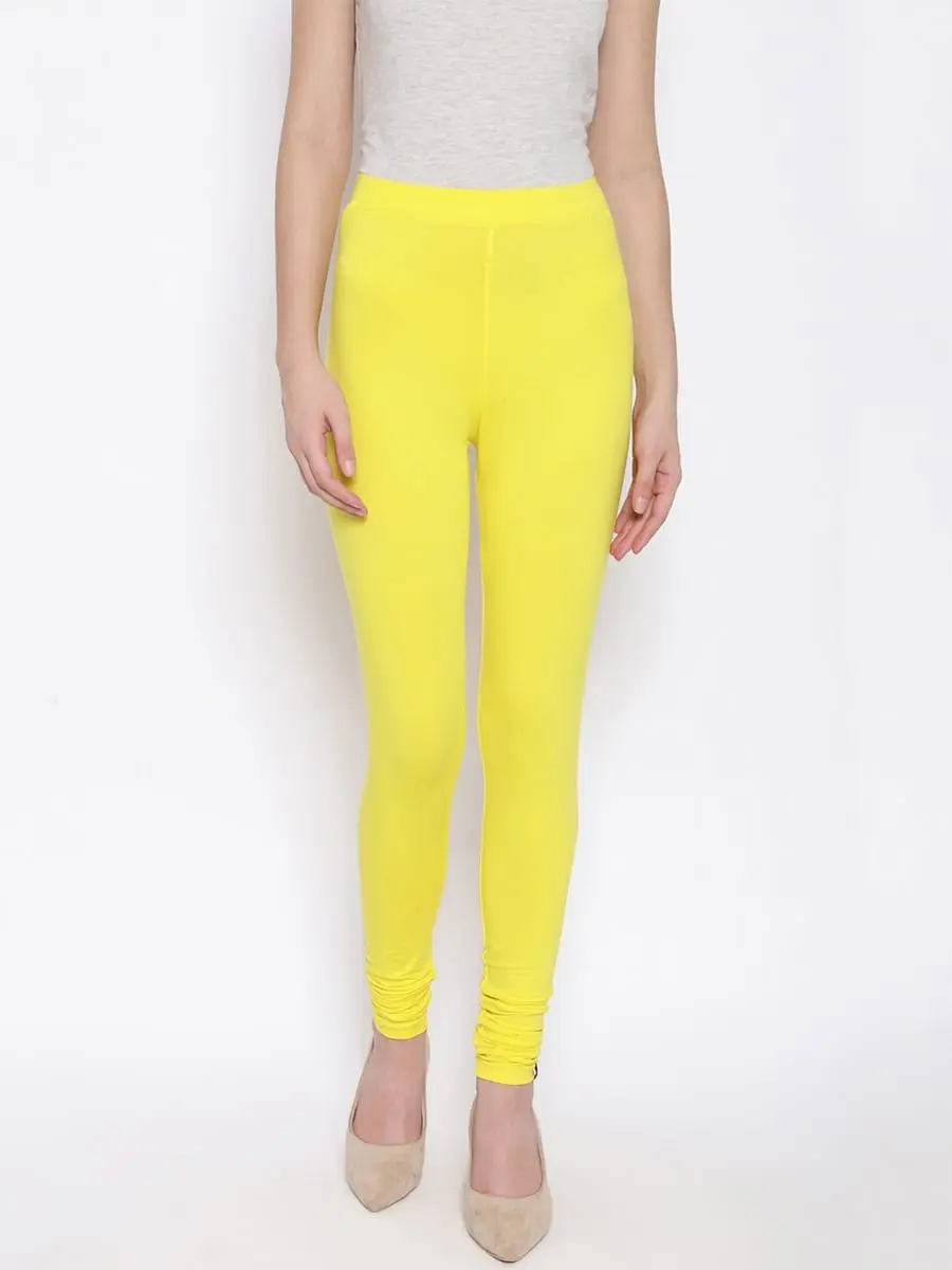 Yellow Ankle Leggings for Women - Super Soft, High Stretch, Comfortable