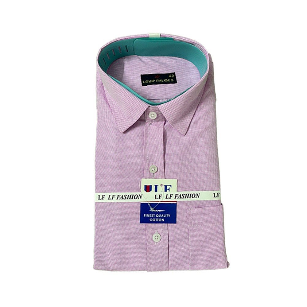 Matchy Regular Fit, Full-Sleeve Semi Cotton Formal Shirt for Men (Pink)