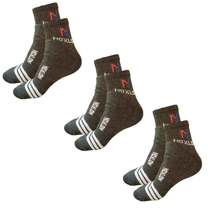 Viga - Premium Cotton Cushion Unisex Ankle Socks - Set of 3 Pairs(Grey)