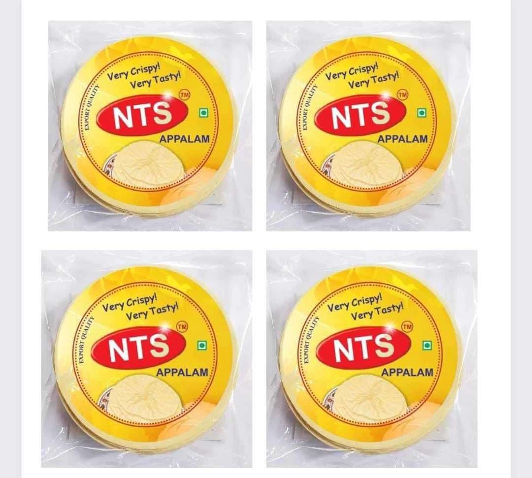 NTS PAPPADAM - 400 g - 4 Inch - Traditional Homemade Fryums/Papad/Appalam (100 g x 4 Pack)