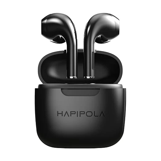 HAPIPOLA TWS Rise Bluetooth v5.3 True Wireless Earbuds (Black) – 60 Hours Standby, 5 Hours Playback, Lightweight Design, Touch Control, Type-C Interface, Premium Sound Quality