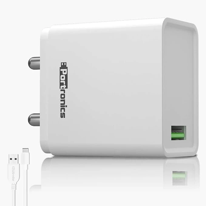 Portronics Adapto 648 - 2.4a Dual Usb Wall Charger for Fast Charging