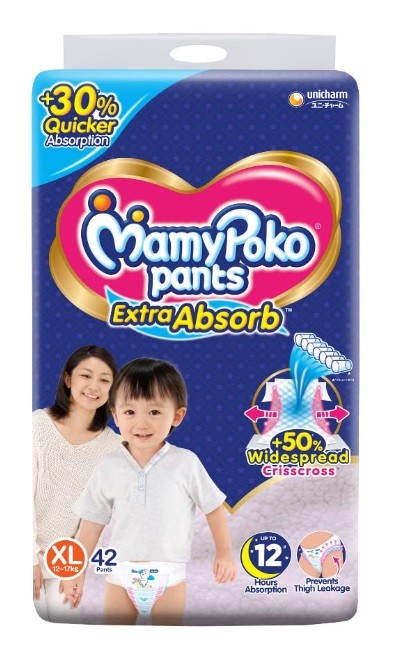 MamyPoko Pants Extra Absorb Baby Diapers, X-Large (XL), 42 Count, 12-17 kg