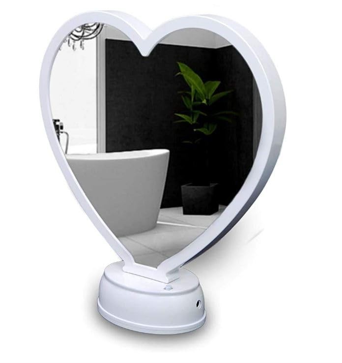 SKARSH Magic Mirror Photo Frame with Light Photos Gift Magic Photo Frame and Mirror with led Light (Heart Shape)