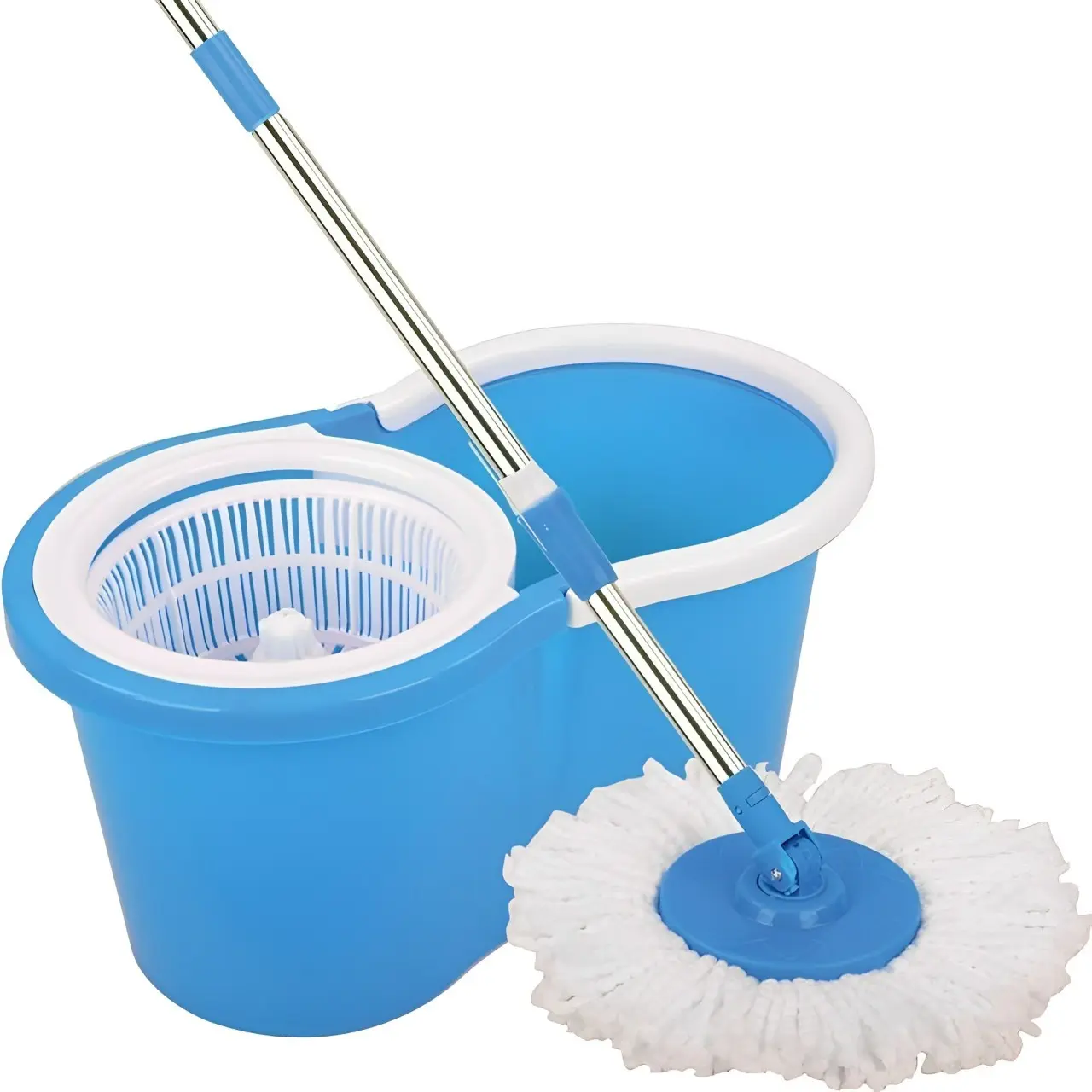 EcShopZ Bucket with Cleaning mop Includes 2-Micro-Fiber Refills, Plastic Spinner, Wet and Dry mop