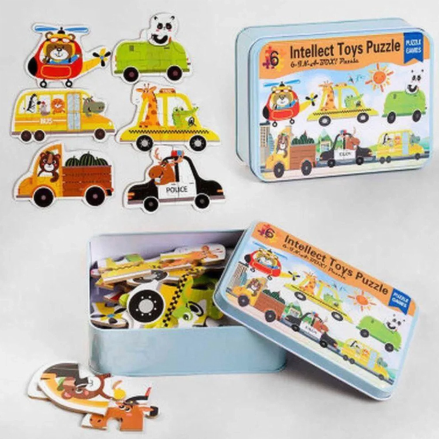 Multi-Themed Tin Puzzle - (Random Design Send) Vehicles,Vegetable,Fruits and Sea Animals Jigsaw Puzzle for Kids and Toddlers