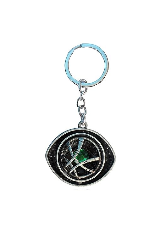 Shra Store Rotating Spinning Doctor Strrange Agamotto Infinity War Metal with Green Stone Eye Design Keychain Keyring for Car | Bike | Home Keys | Key Chain for Men Women Boys Girls (Golden)