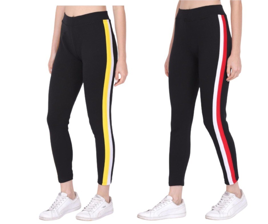 Jegging for women 7cm (yellow/white-red/white)2 pair