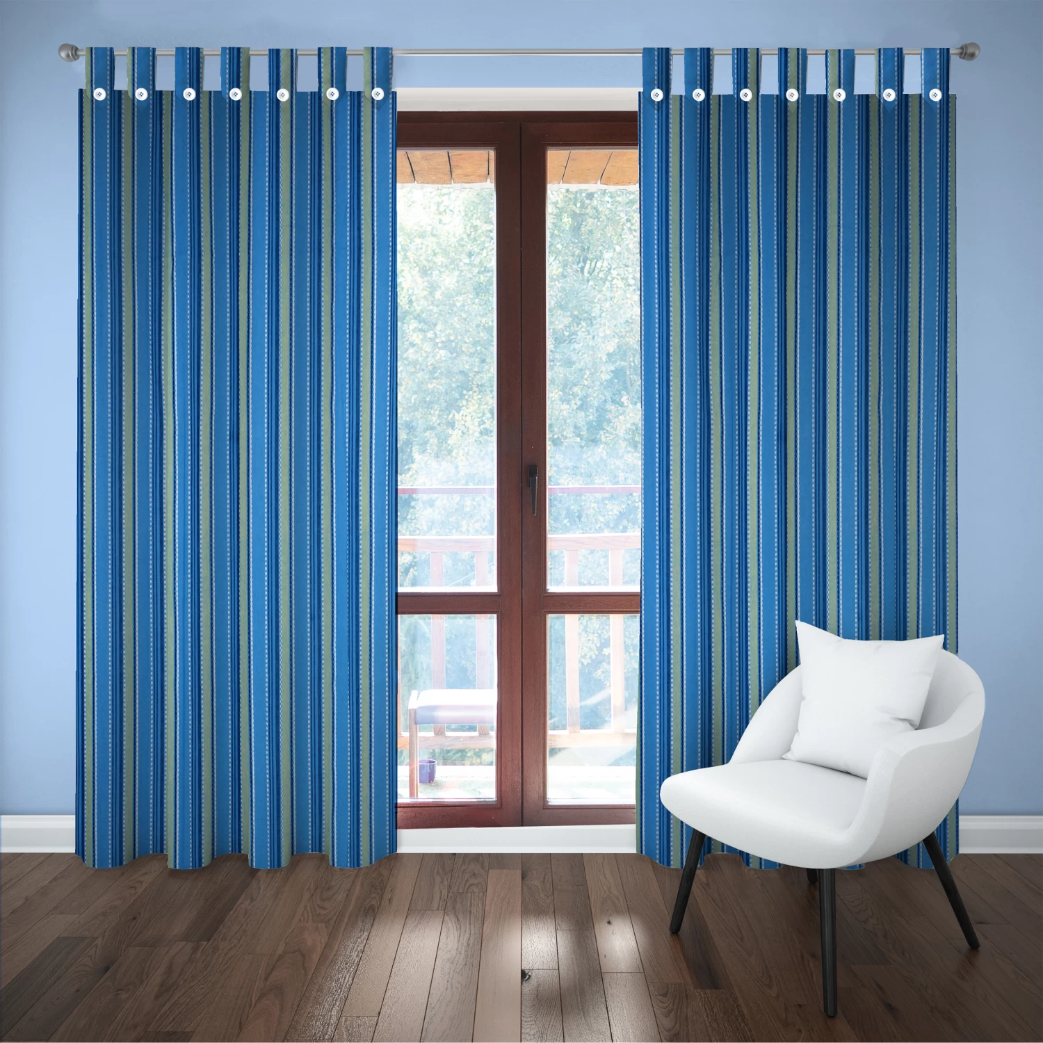 NISSI Cotton Door Curtain || Size: 4 X 6.75 Feet || Pack of 2(Washable), Striped, Tab Top