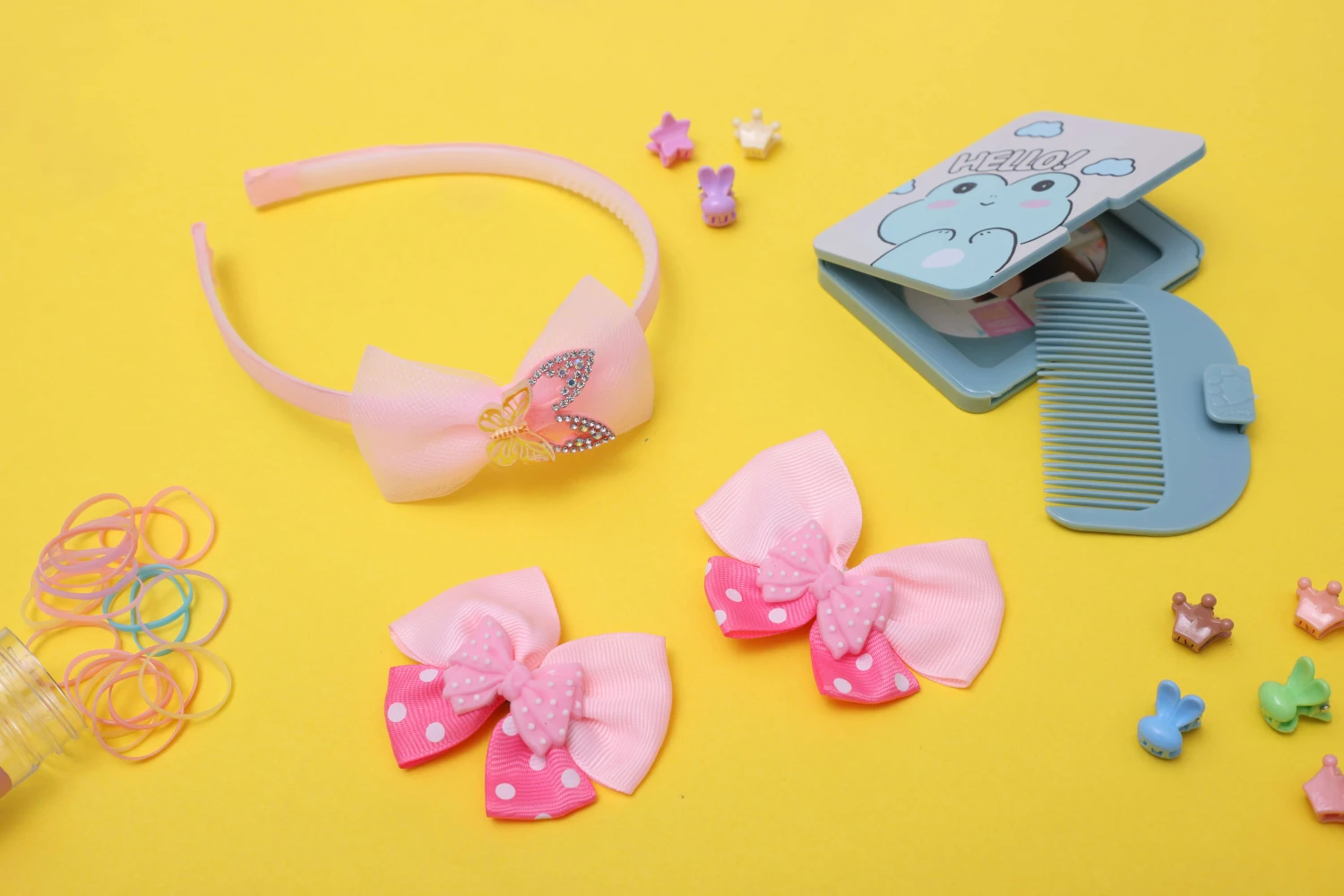 ilearnngrow Bow Hair Accessories Set - Pastel Pink