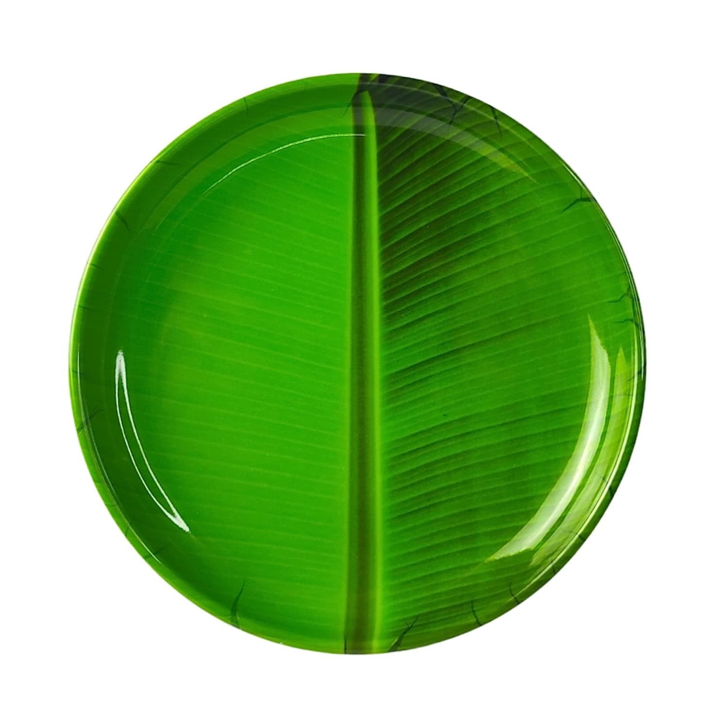 Heavenly Round Shape Banana Leaf Plate 10''inch Serving Melamine Platte for All Occasions/26 CM (Pack of 1)