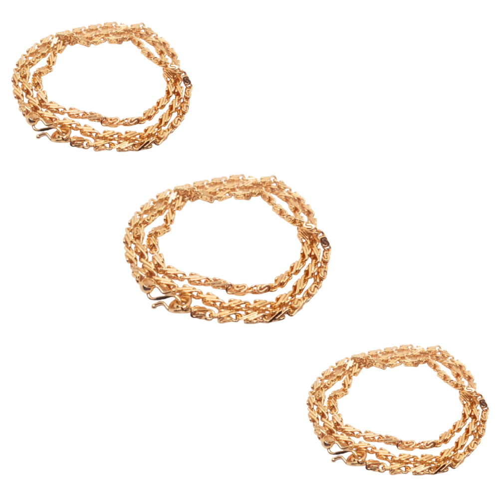 Nikitha  Gold  Combo of  3  Micro Copper & Gold Plated Traditional Designer  Gold Chain for Women & Girls