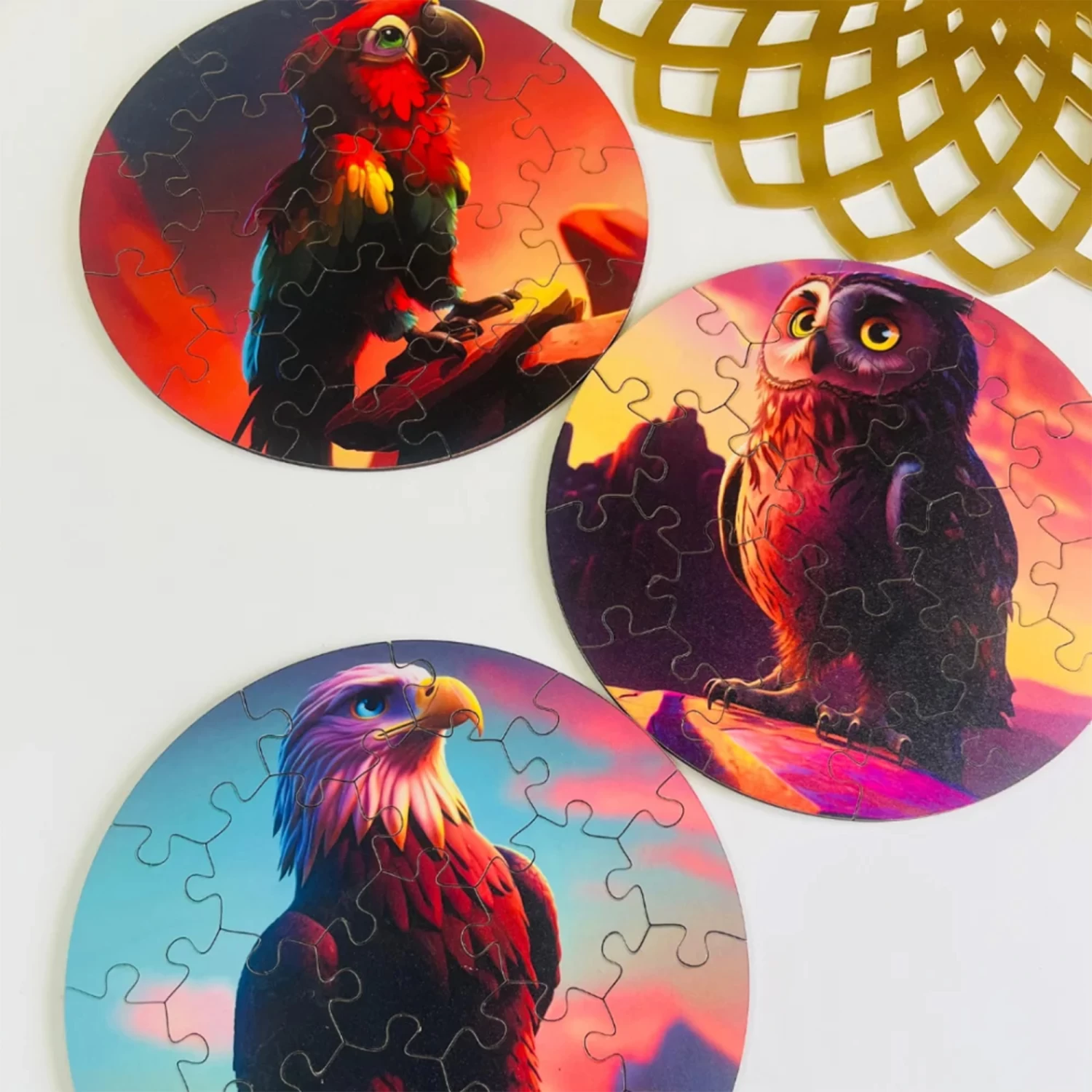 Set of 3 Birds hi5 Puzzle (19pcs Each) -(Pack of 3) Jigsaw Puzzle That Contain Eagle,Parrot and owl