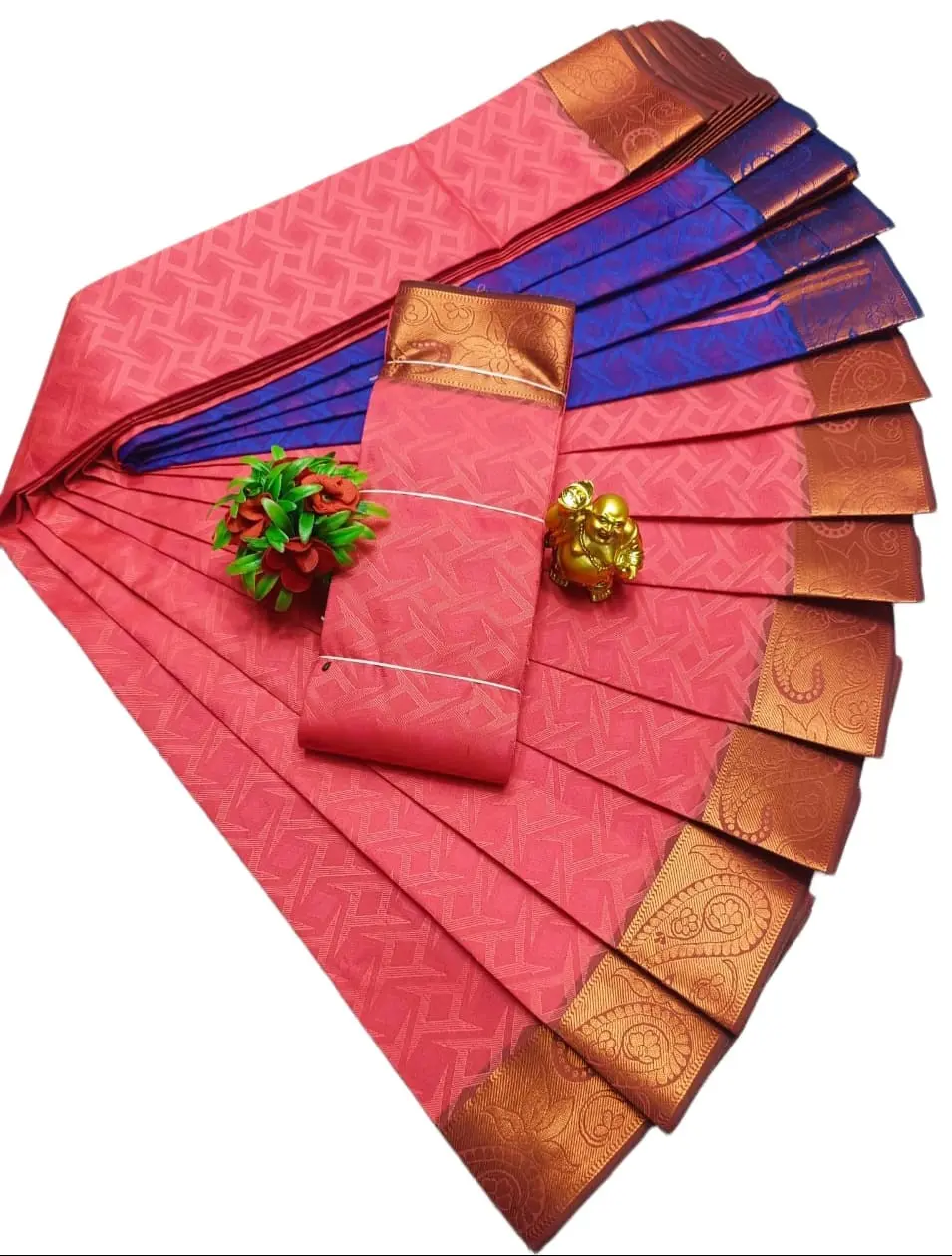 3D EMBOSSED SILK SAREES WITH BLOUSE PIECE FOR ETHNIC WEAR