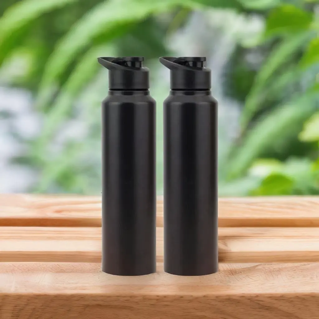 Stainless Steel Water Bottle | 1L | Black (Pack of 2)