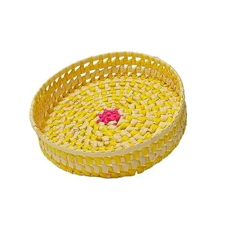 HUMAART SOCIAL ENTERPRISE® - Palm Leaf Round Tray Handmade Palm Leaf Products - Sustainable and Eco-Friendly Home Decor and Utility Items - (Set of 3)