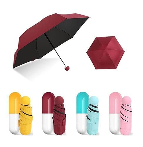 Mini Compact Capsule umbrella windproof 4 folding UV for travel Cute Capsule Case|Compact Pocket Umbrella, Especially for Kids