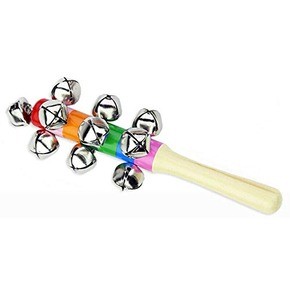RenzMart - Wooden Rainbow Baby Handle Jingle Bell Rattle Toys