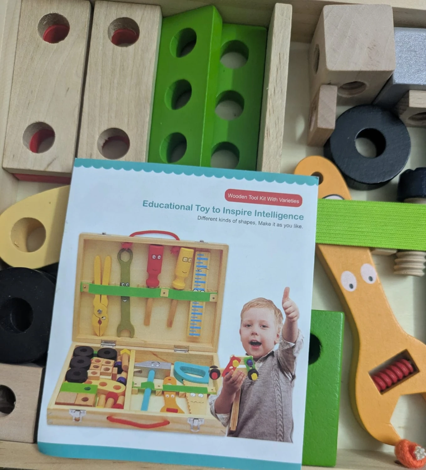 Smash E-STORE | Wooden Simulation Toolbox kit (34 PCS) |Pretend Play Portable Construction Tools Kit Toys for Kids | Toy for Kids 3+ Years