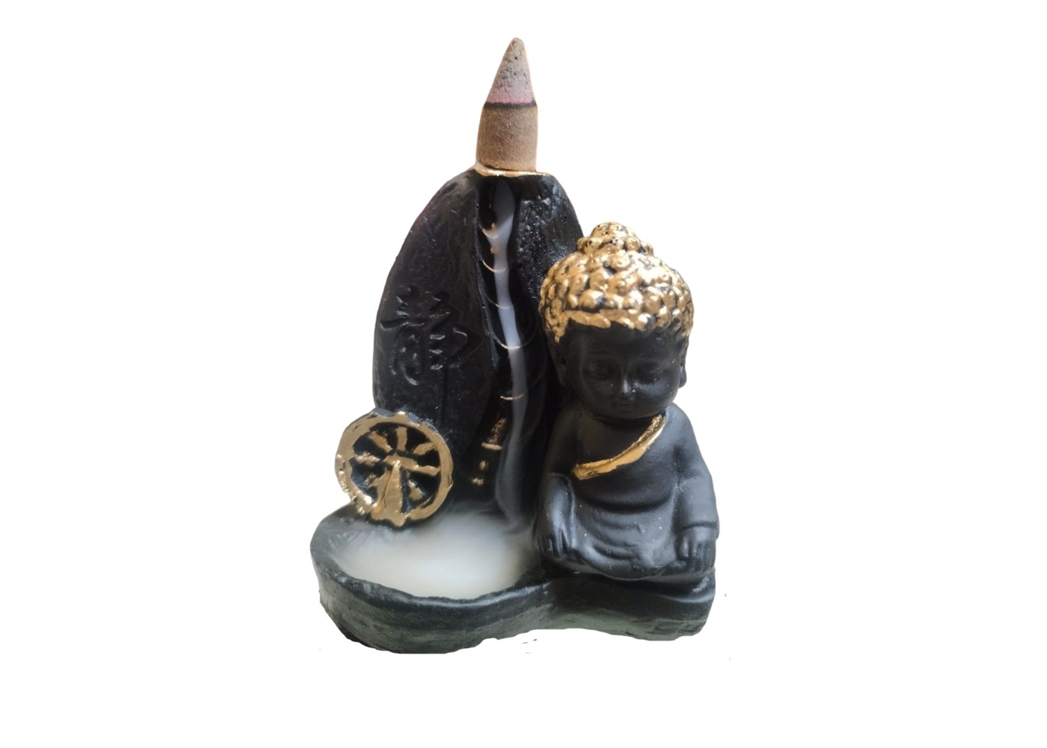 COLLECTIVE ZONE Monk Buddha Smoke Backflow Cone Incense Holder Decorative Showpiece