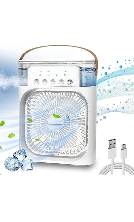 AREMBI-Mini Air Cooler Mist Fan, 5 Hole Spray, Personal Desk Fan for Home, Office, and Outdoor Spaces