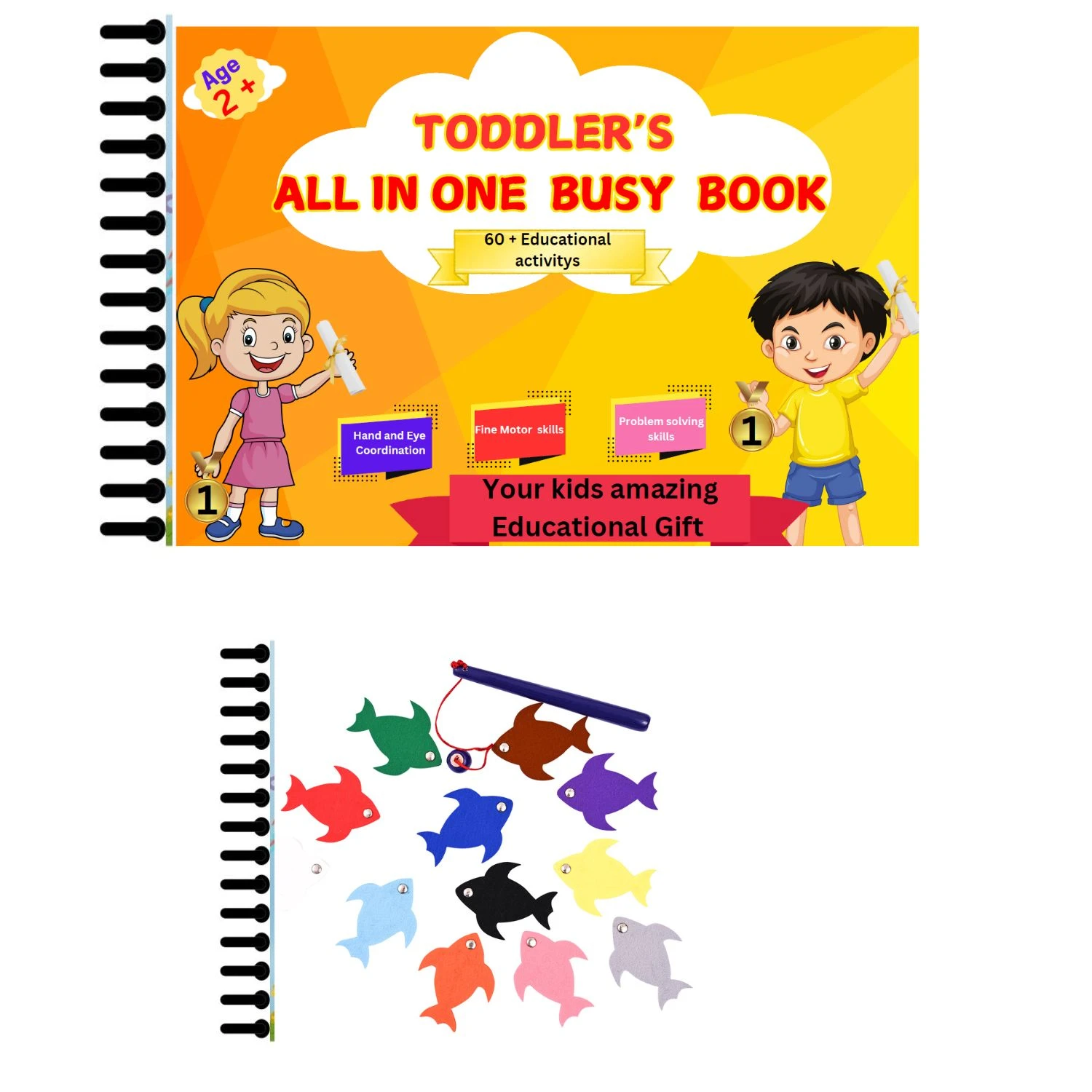 ALL IN ONE AND FISH BUSY BOOKS FOR KIDS