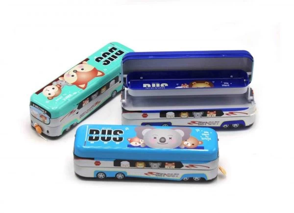 Fun & Educational: Moving Metal Bus Box With Pullback Wheels