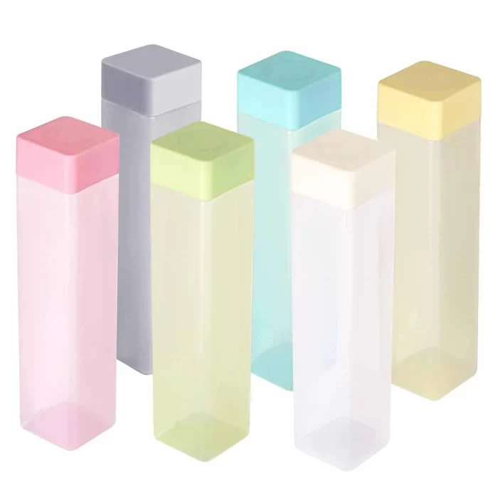 Set of 6 Large Capacity (940ml) Square Water Bottles - Plastic & Durable