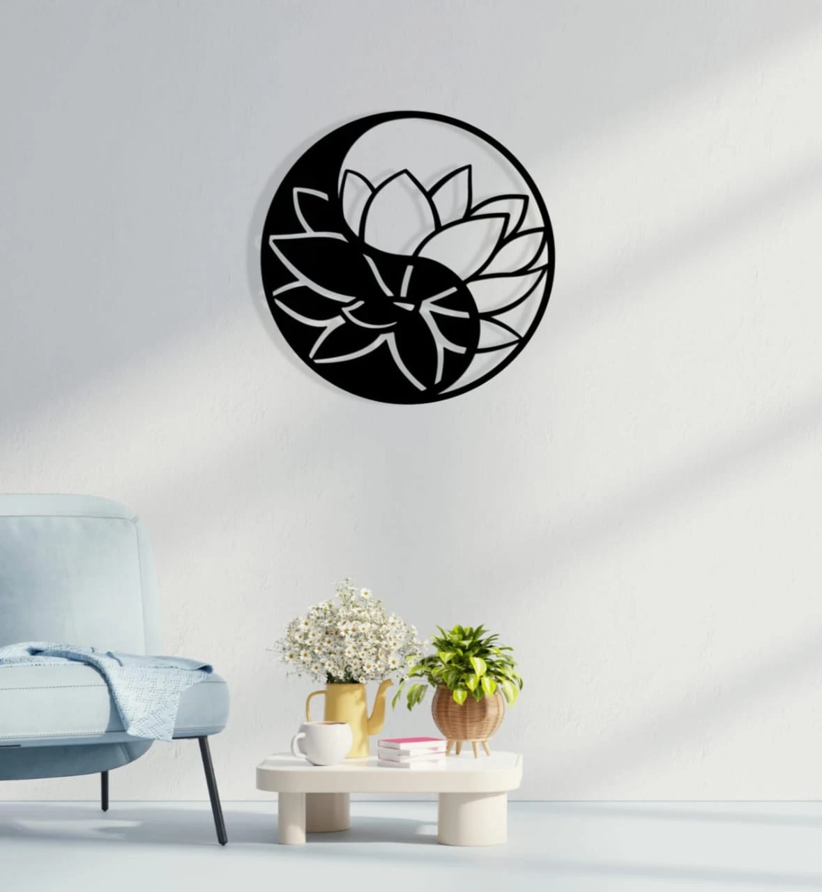 Unique Lotus Metal Wall Art – Laser-Cut Spiritual Decor for Peace & Enlightenment (18X18 Inch, Black)