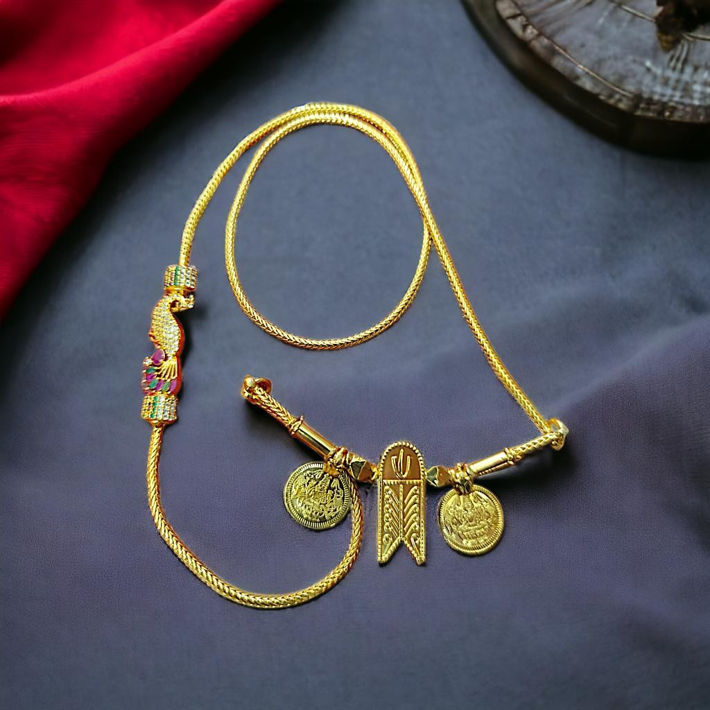 Traditional Peacock Mugappu 30 Inch Long Thali Chain